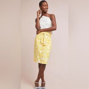 Anthropologie 52 Conversations Lemon Cherry Fruit Button Front Skirt 6